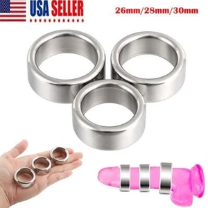 Thick Heavy Duty Stainless Steel Metal Male Cock Ring Penis Enhancer Band Silver - Picture 1 of 15