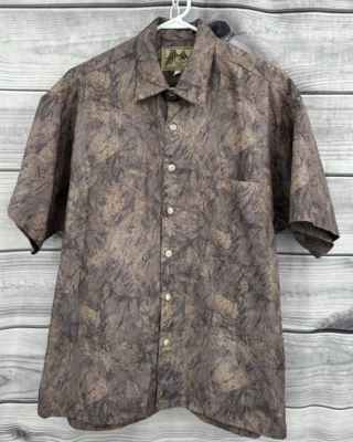 FULTON STREET 衬衫工作短袖纽扣前衬衫男式 L 码迷彩 — 第 1/4 张图片