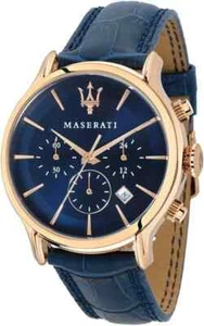 Maserati Epoca Men's R8871618007 Quartz Steel Watch Navy Blue Leather Strap 42mm - Bild 1 von 6