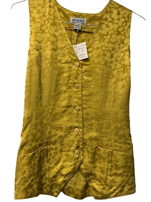 Totalmente NUEVO** Chino Asiático Art de Chine Oro Amarillo SEDA Chaleco Top Mujeres PEQUEÑO Foto 1 de 4