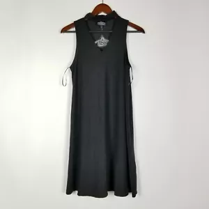Angie Women's Dress Size M Black Stretchy Cut Out Keyhole Front Short Sleeve New - Picture 1 of 5