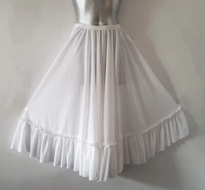 Mujer Adulto Pequeña Falda Blanca Volantes Columpio Círculo Flamenco Gitano CORTINA LLAMAR Foto 1 de 4