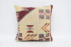 Turkish Pillow, Throw Pillow, 16"x16" Yellow Cushion, Kilim Pillow - Picture 1 of 6