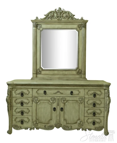 33353EC/54EC: ORLEANS Italian Style Oak Crackle Finish Dresser w. Mirror Cover