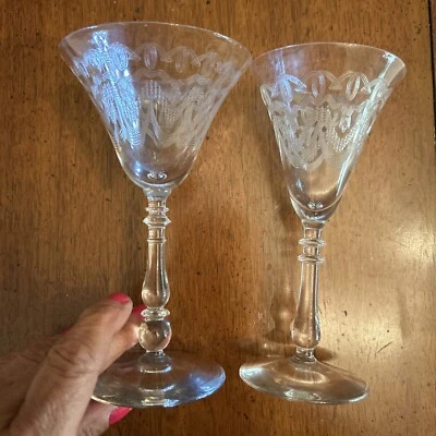 10 Appertif Stemware In Swag Pattern 865-6 by BRYCE 2 Different Stems - Image 1 of 4