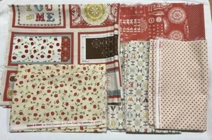 Moda Fabrics ODDS & ENDS Comstock for Cosmo Cricket Panel & 8 pieces 1/2 yd ea - Picture 1 of 16