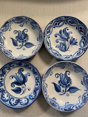Williams Sonoma PORTO Dip Bowls Juego de 4 Azul y Blanco Nuevo Foto 1 de 4