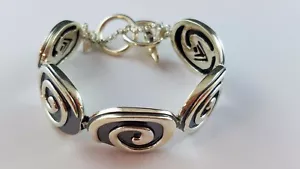 RETIRED Sterling Silver 925 SILPADA Swirl Large Oval Link Toggle 7.5" Bracelet - Picture 1 of 4