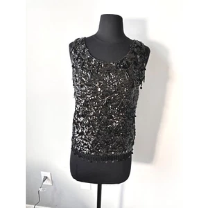 Imperial Vintage Sequin Beaded Tank Top Sleeveless Party Cocktail Top Size S - Picture 1 of 9