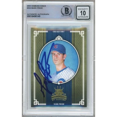 Mark Prior Signed 2005 Donruss Diamond Kings #329 Cubs Card AUTO Beckett Slabbed - Image 1 of 4
