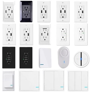 USB Wall Outlet GFCI GFI Receptacle Wireless Plug Light Switch Receiver Kit FCC - Picture 1 of 101