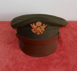 NEW~REPLICA WWII US ARMY MILITARY EAGLE BADGE OFFICER PEAK HAT CAP DRESS UNIFORM - Picture 1 of 3