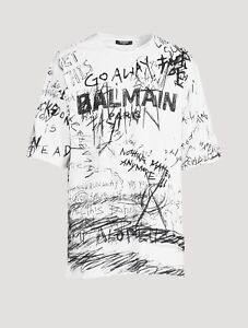 Balmain new season graffiti-print cotton T-shirt new