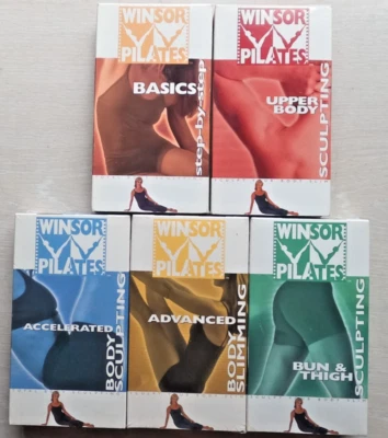 5 x Winsor пилатес VHS основы, верхняя часть тела, ускоренный, продвинутый, булочка бедра - Изображение 1 из 4