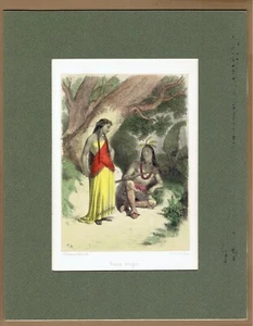 Superb c1860 Hand-colored Engraving PEAUX ROUGES A. Hadamard : Native Americans - Picture 1 of 7