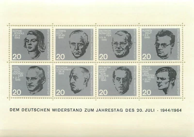 2. Alemania 1964 Intento de asesinato en julio de 1944 - Hoja 20 aniversario mnh Foto 1 de 2