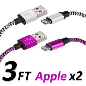 3FT iPhone USB Data Charger Cable Braided For Apple Devices High Quality 2 SETS - Picture 1 of 1