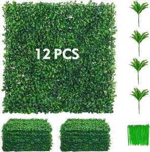 12pcs / 24pcs Artificial Boxwood Mat Wall Hedge Decor Privacy Fence Panel Grass - Picture 1 of 42
