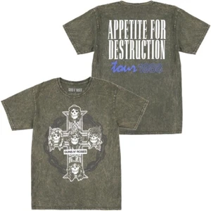 Guns N Roses Men's Tour 1988 Appetite for Destruction Acid Wash Tee T-Shirt - Picture 1 of 3