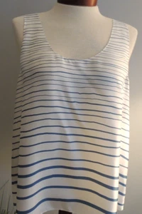 THEORY Silk Tank/Shell Top NWT Sz L White/Blue MSRP $265. PRICED TO SELL NOW! - Picture 1 of 5