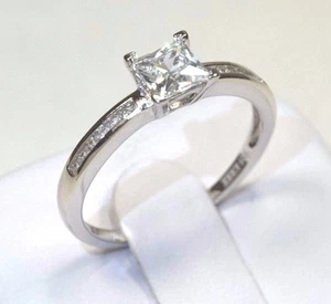 BRANDNEU Sterlingsilber Prinzessschliff CZ Verlobungsring Größe 5 6 7 8 9 - Bild 1 von 7