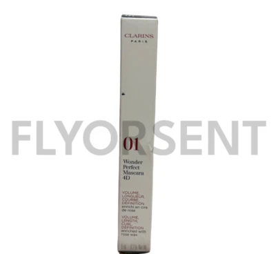 Máscara de pestañas Clarins Wonder Perfect 4D tamaño completo 01 PERFECT NEGRA NUEVA EN CAJA Foto 1 de 4