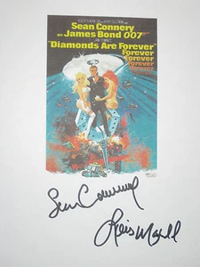 Guión de película firmado Diamonds Are Forever James Bond Sean Connery Maxwell reimpresión - Imagen 1 de 1