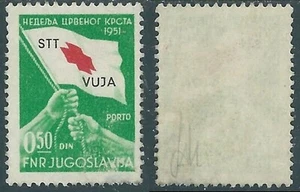 1951 TRIESTE B PRO CROCE ROSSA 0,50 D VERDE E ROSSO DIFETTOSO MH * - RB27-7 - Picture 1 of 1