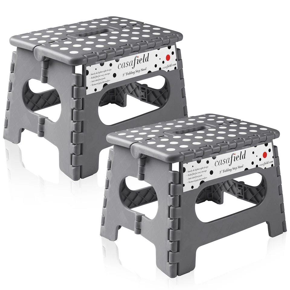 2 Pack - Collapsible Folding Plastic Kitchen Step Foot Stools with Handle - Image 1 of 1