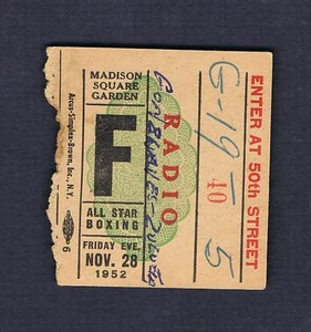 RARE 1952 MSG boxing ticket Zulueta Gonsalves Wilson Burton Andrews Hinnant Mack - Picture 1 of 1