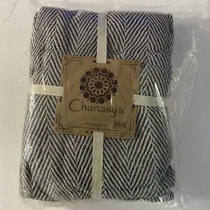 Chanasya Textured Knit Blue/Gray Throw Blanket with Tassels & 2 Pillows Cases - Picture 1 of 2