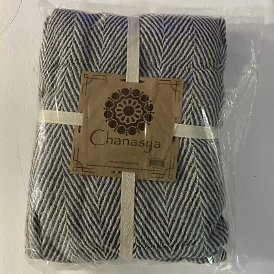 Chanasya Textured Knit Blue/Gray Throw Blanket with Tassels &  2  Pillows Cases - Image 1 of 2