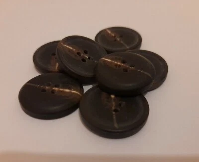 20 Vintage Rustic Wooden Look Buttons Sewing Clothing 23mm Dark Brown *SALE* New - Image 1 of 2