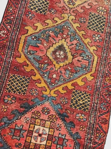 2'7"x10'1" ANTIQUE HAND KNOTTED CAUCASIAN KAZAK SERAPE TRIBAL WOOL RUG RUNNER - Picture 1 of 17
