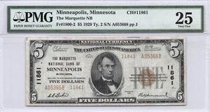 Marquette NB of MINNEAPOLIS, MN $5.00 1929 PMG 25 Charter 11861 - Picture 1 of 2
