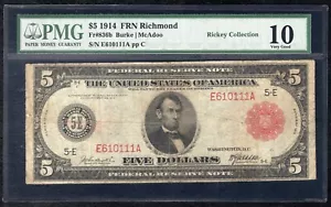 FR. 836b 1914 $5 RED SEAL FRN FEDERAL RESERVE NOTE RICHMOND, VA PMG VERY GOOD-10 - Picture 1 of 2