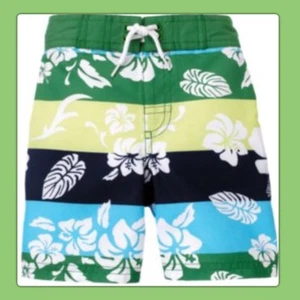 NWT Boys 2T Gymboree “ SWIM SHOP” Tropical Floral GREEN/BLUE Swim TRUNKS (liner) - Picture 1 of 2