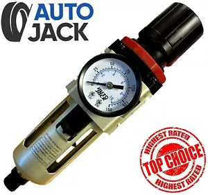 3/8" Air Filter Regulator with Dial Pressure Gauge Automatic Drain BSP Port - Picture 1 of 12