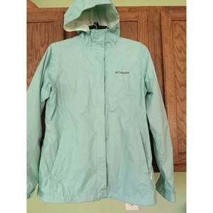 Chaqueta de lluvia Columbia para mujer con capucha empaquetable ligera verde menta talla S - Imagen 1 de 8