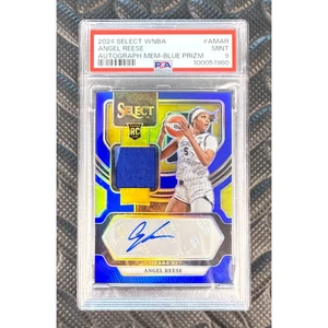 2024 Panini Select WNBA Autograph Mem Blue Prizm Angel Reese RC 18/49 PSA 9 Mint - Picture 1 of 2