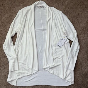 Athleta Pranayama Wrap Sweater Womens L White Open Front Draping Cardigan NWT - Picture 1 of 9