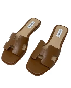 Steve Madden Hadyn cognacfarbene Slipper Leder Sandalen Damenschuhe Größe 9 Freizeit - Bild 1 von 6