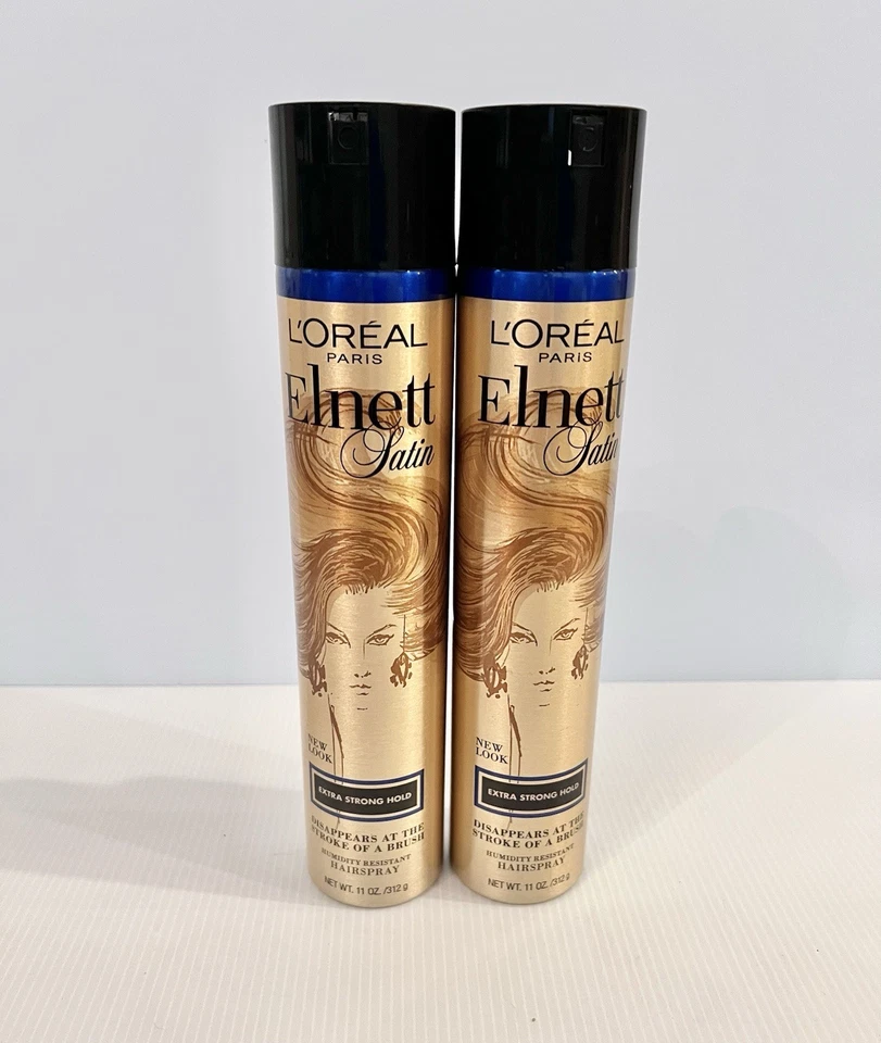 TWO Loreal Paris Elnett Satin EXTRA STRONG HOLD Hair Spray Hairspray 11 oz - Image 1 of 2