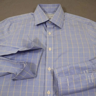Camisa de Vestir Charles Tyrwhitt Para Hombre Mediana 15 33 Azul Cuadros Ajustada Puño Francés Hierro Foto 1 de 4