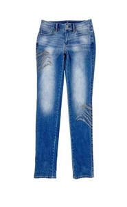 WHBM Mid Rise Beaded Slim Leg Knöchellang Stretchy Jeans Blau Größe 2 - Bild 1 von 6