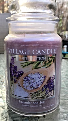 Деревенская свеча «ЛАВАНДОВАЯ МОРСКАЯ СОЛЬ», большая банка, свеча с 2 фитилями — ОГРАНИЧЕННЫЙ ВЫПУСК - Изображение 1 из 4