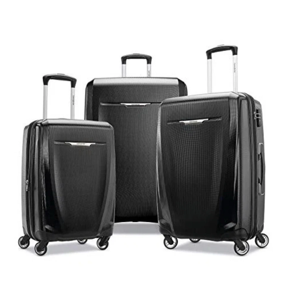 SAMSONITE WINFIELD 3 DLX HARDSIDE LUGGAGE SPINNERS 3-PIECE SET 20/25/28 - BLACK - Image 1 of 4