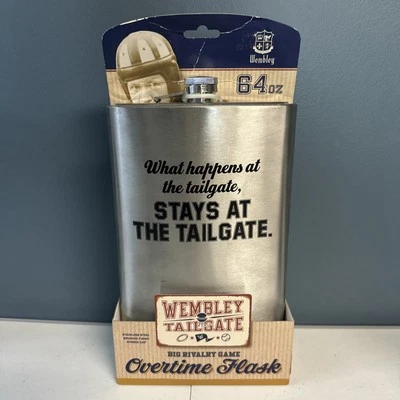 Puerta trasera Wembley 64 oz acero inoxidable rivalidad horas extras frasco ligero desgaste estante Foto 1 de 3