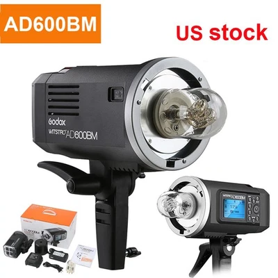 Flash de estúdio externo Godox AD600BM Bowens Mount 600Ws GN87 HSS com bateria EUA - Imagem 1 de 4