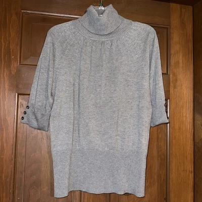 Gray Women’s Turtle Neck Sweater Top Size XL 3/4 Sleeve - Image 1 of 4